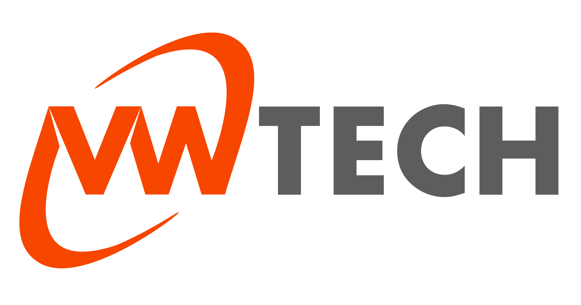 Styalized V and W along with the word Tech - this is the logo for the company VW Tech